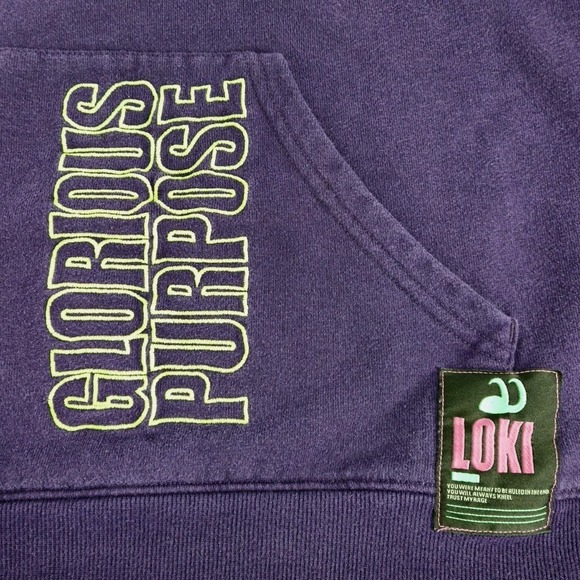 Marvel Loki Master of Mischief Disney Purple Pullover Hoodie Size XL - Picture 5 of 8